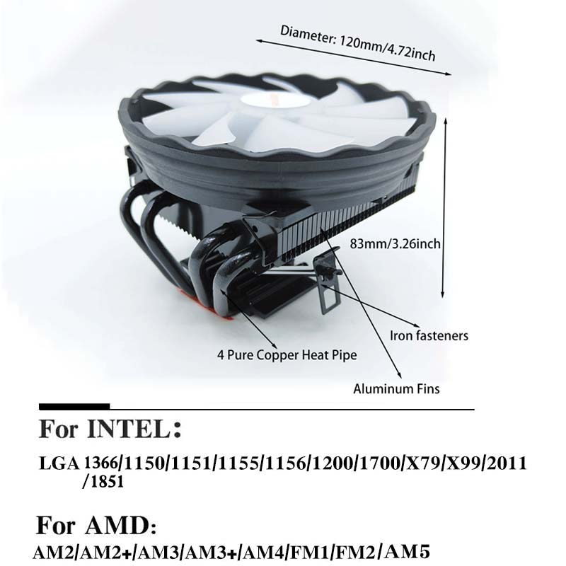 X99 CPU Air Cooler 4 Heat Pipe - Air Cooler Cpu 评论和价格