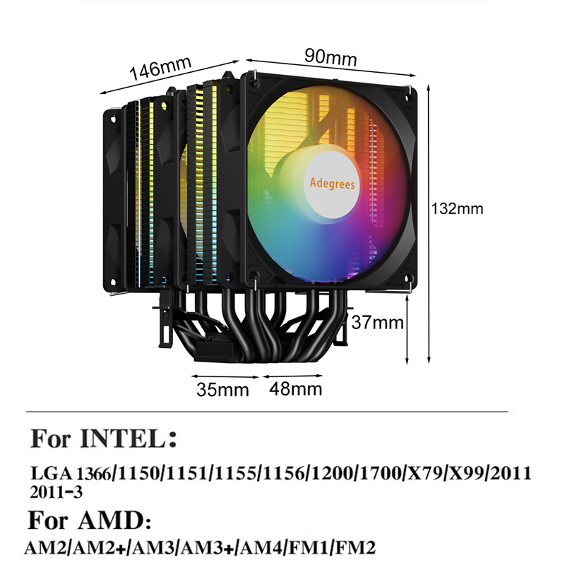 RGB CPU Cooler AM4 6 Heat Pipe - Air Cooler Cpu 评论和价格
